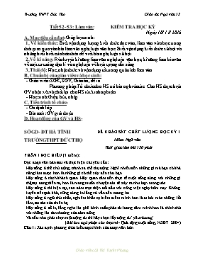 Đề khảo sát chất lượng học kì I Ngữ văn lớp 12 - Năm học 2016-2017 - Trường THPT Đức Thọ